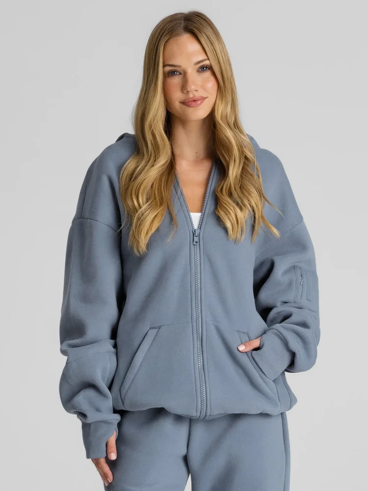Explorer Travel Zip Mega Hoodie in Sky