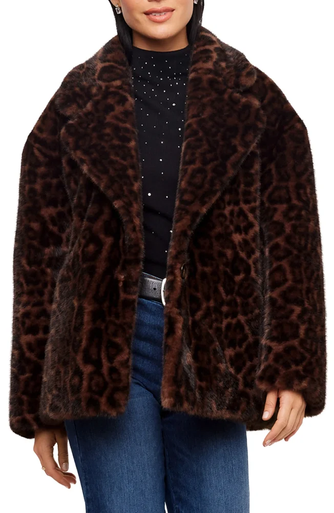 Leopard Print Faux Fur Coat