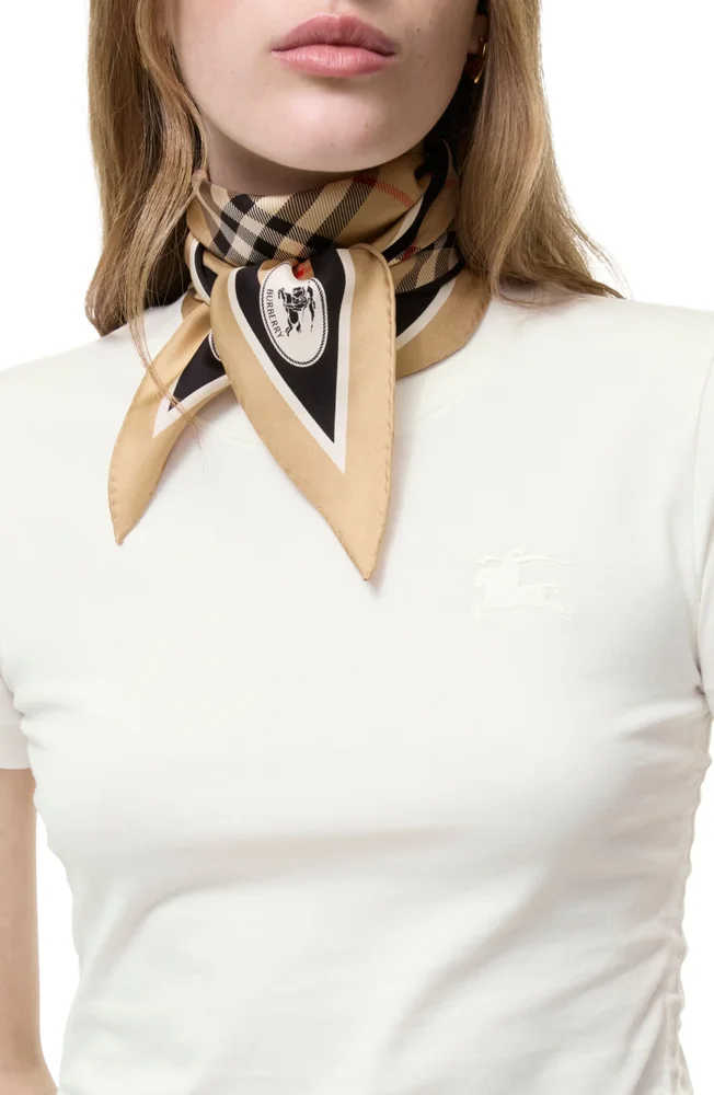 Check Knight Stamp Silk Scarf