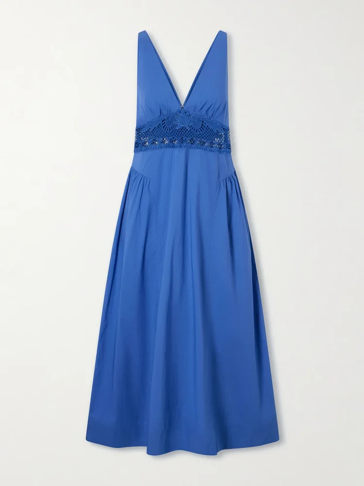 Veda broderie anglaise organic cotton poplin midi dress