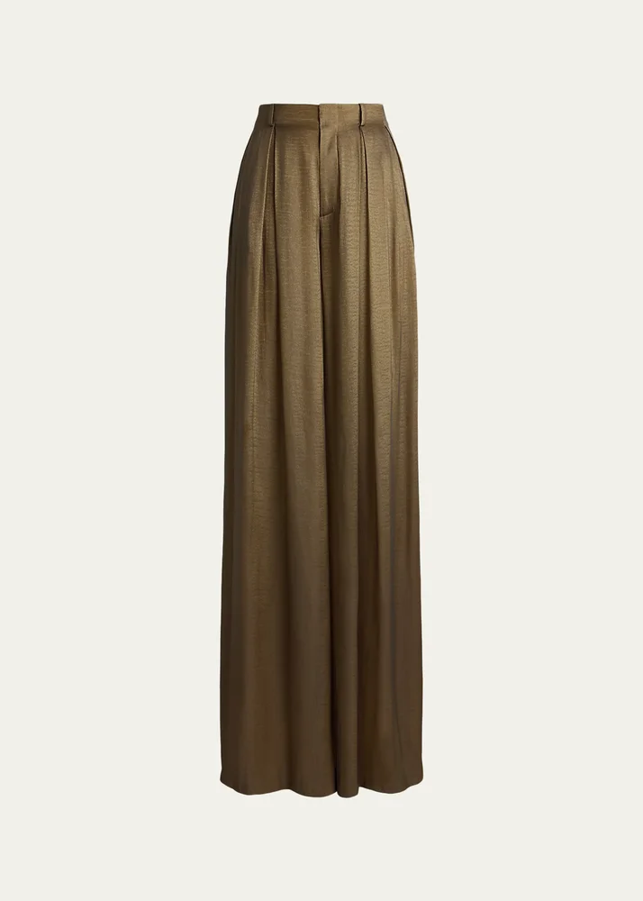 Greer Lamé Pleated Pants