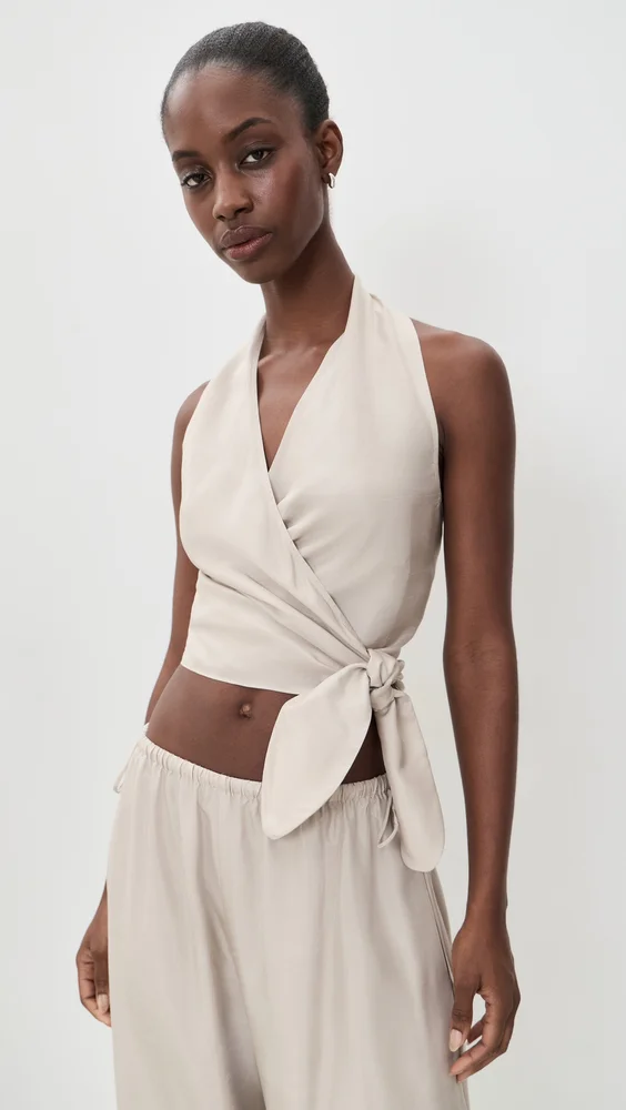 Silk Halter Wrap Top