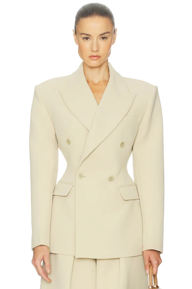 The Double Breasted S Curve Jacket in Very Heavy Crepe