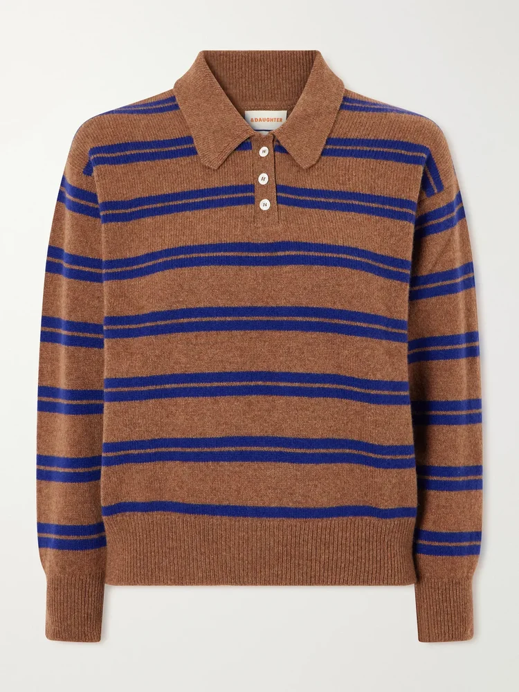 edith striped wool polo sweater
