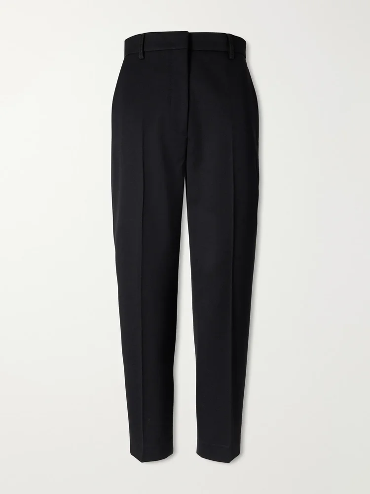 Wool high-rise straight-leg pants
