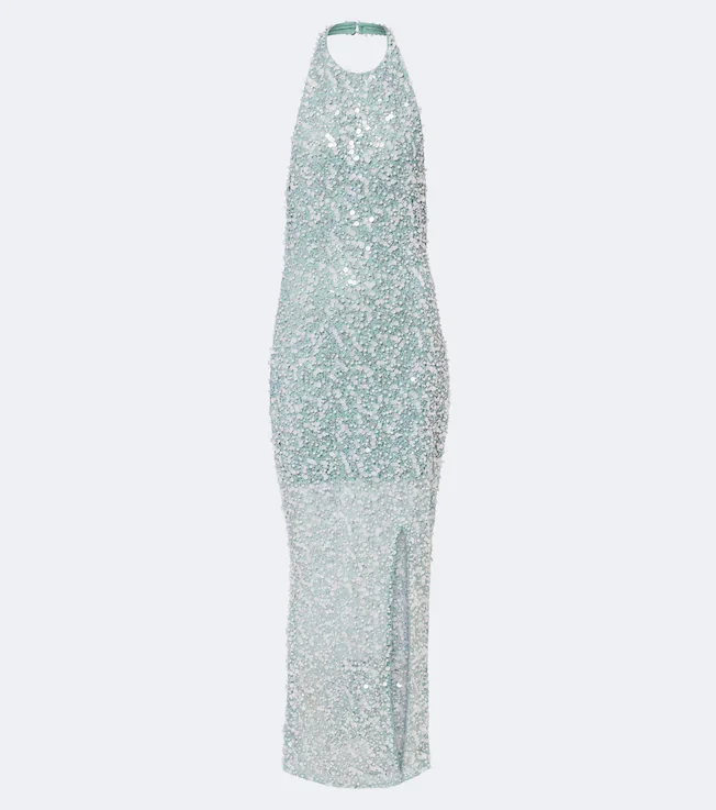 Halterneck sequined gown