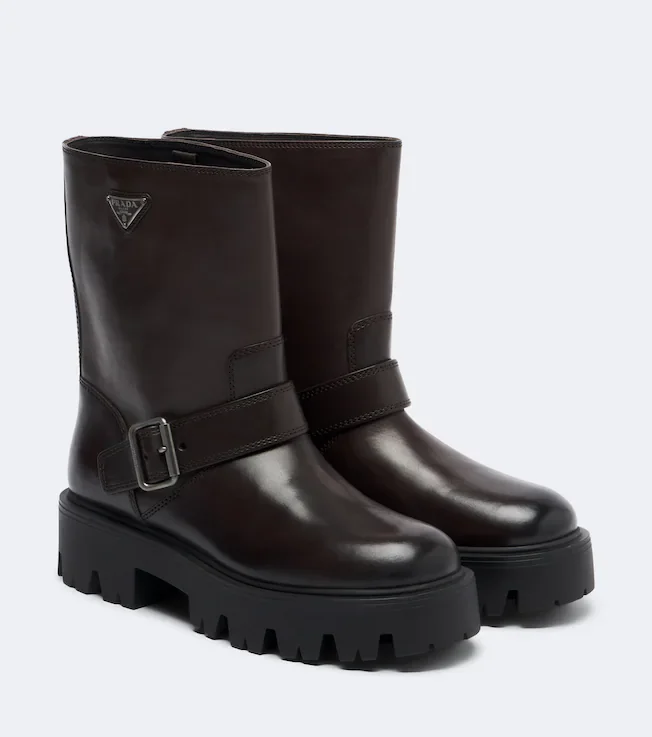 Stride leather biker boots
