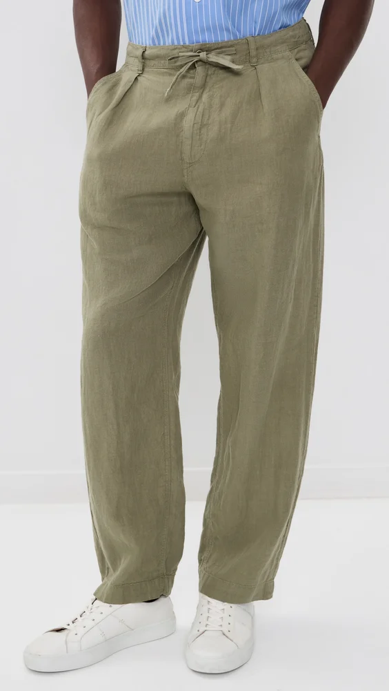 Original Label Linen Pleated Relaxed Pants (Sage Green)