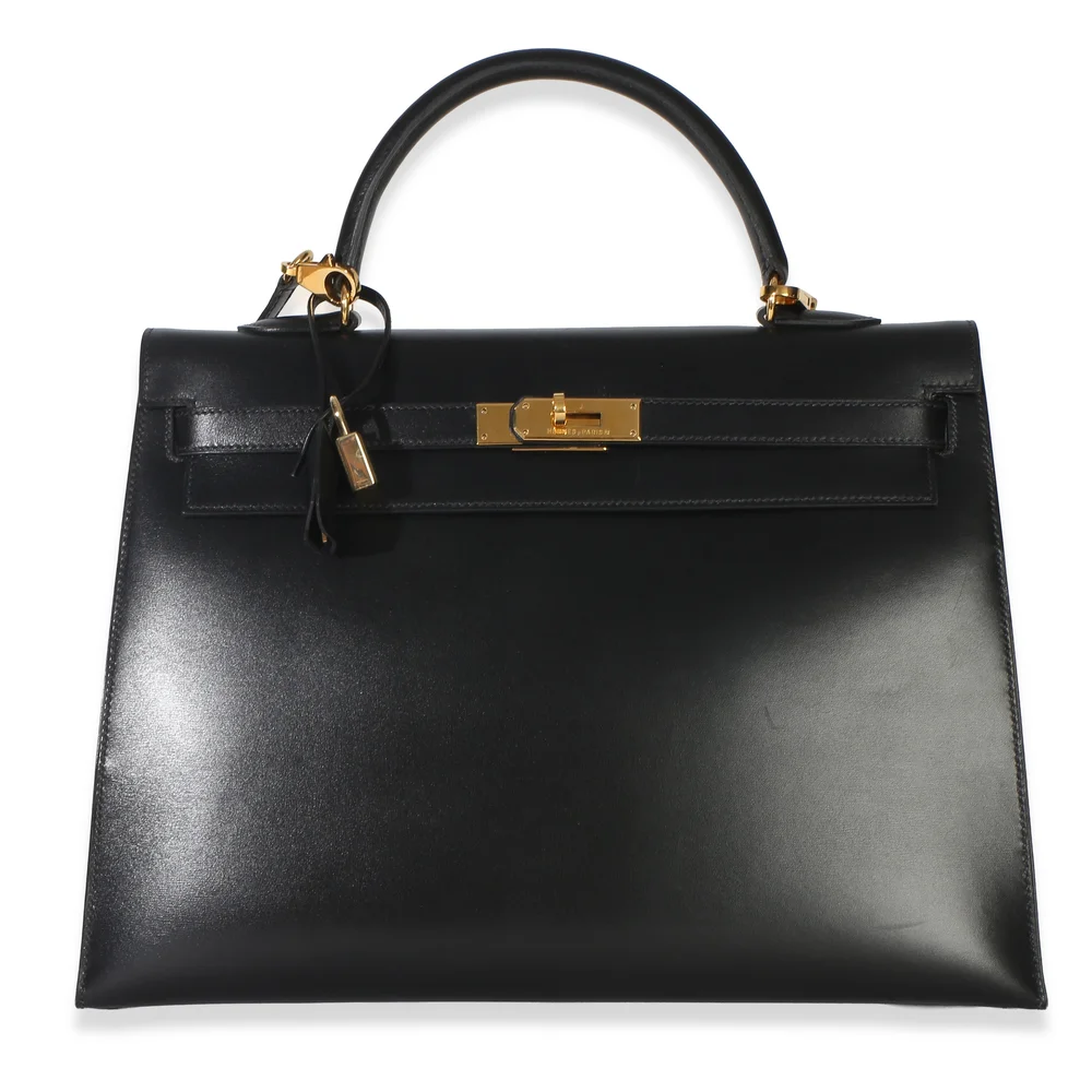 Vintage Box Calf Kelly 35 Sellier in Black
