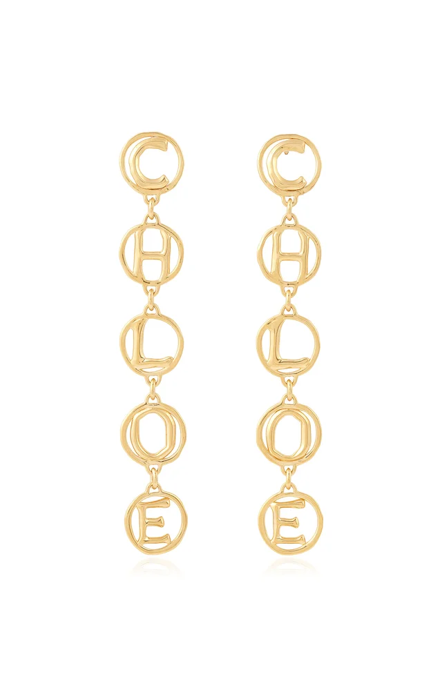 Gold-Tone Logo Drop Earrings