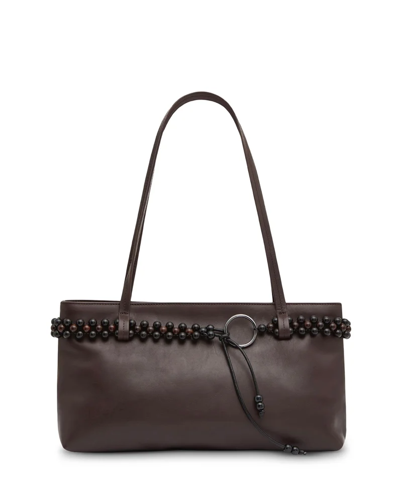 Bead Belt Leather Structured Shoulder Bag