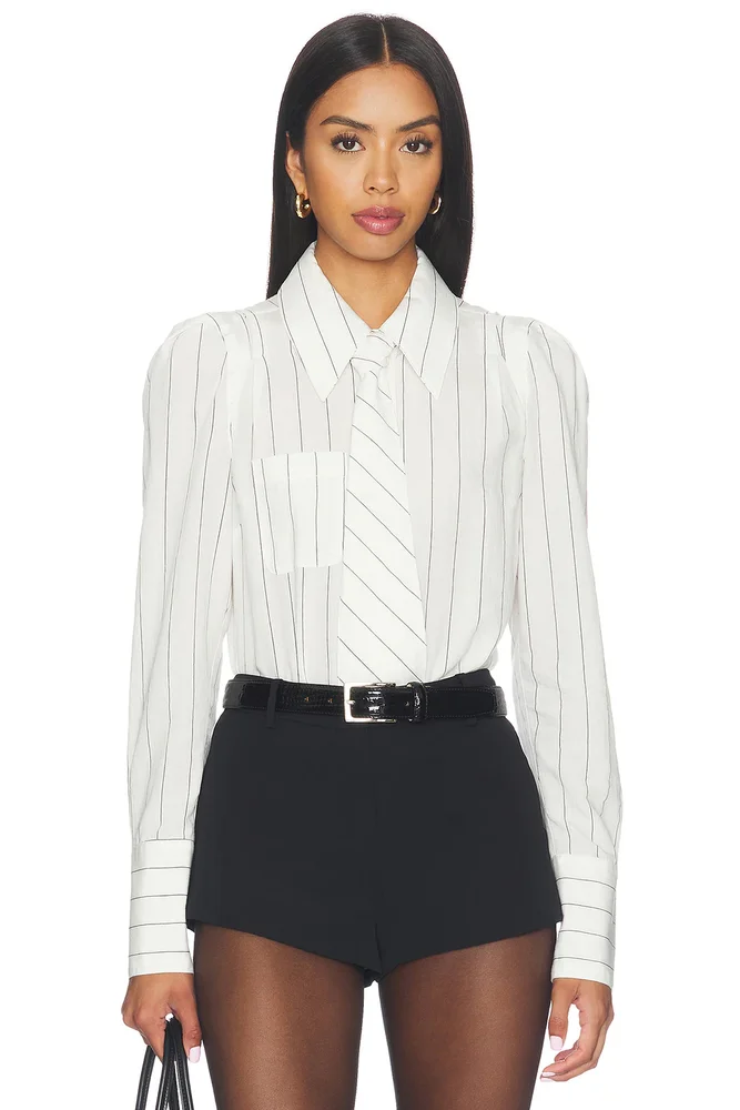 Neck Tie Box Pleat Shirt