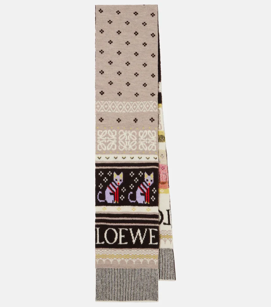 x Louis Wain Fair Isle wool-blend scarf