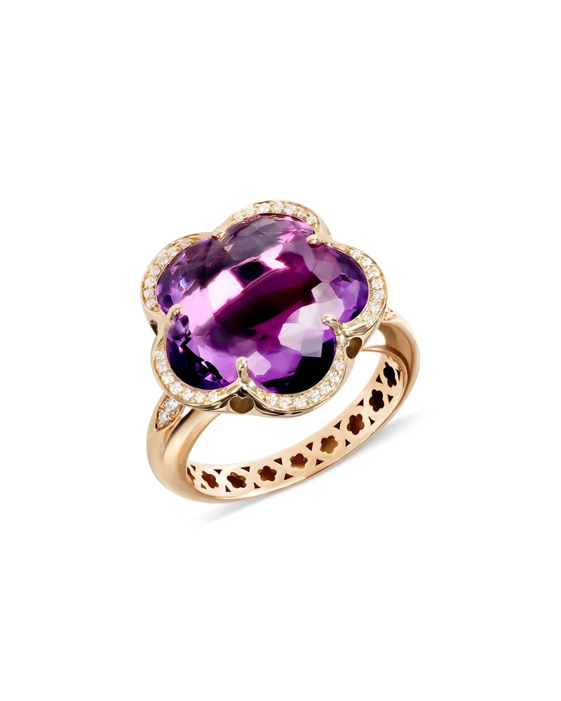 18K Rose Gold Bon Ton Amethyst & Diamond Flower Ring