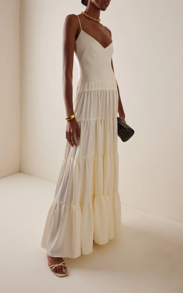 Exclusive Bridal Ruffled Crepe Maxi Dress