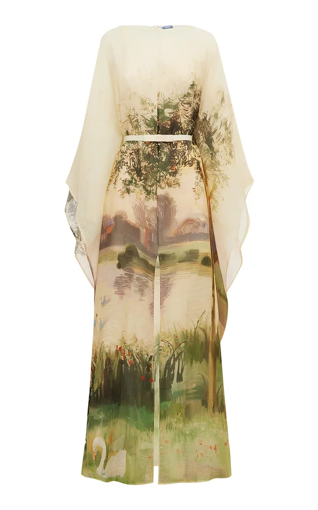 Willow Kaftan Silk-Linen Maxi Dress