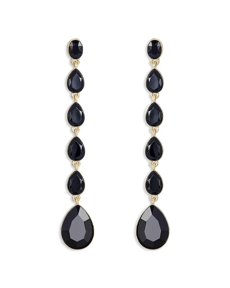 Crystallized Jet Crystal Linear Drop Earrings