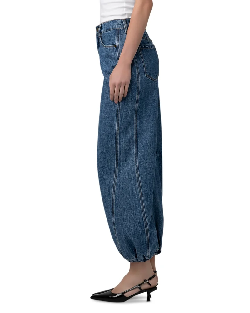 Cotton Denim Balloon Jeans in Old Flame