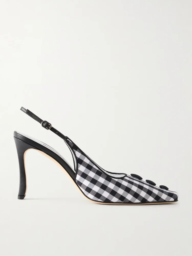 Alexa 90 embellished gingham woven pumps