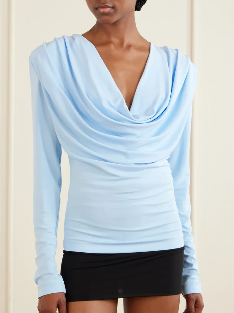 Draped crepe-jersey top