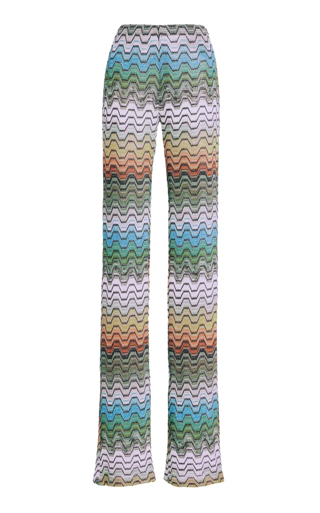 Wavy Multicolored Straight-Leg Pants