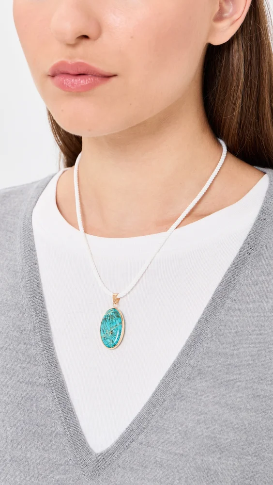 Aqua Blue Pendant Twisted Rope Necklace