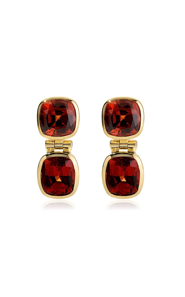 One-Of-A-Kind Amelia 18K Yellow Gold Garnet, Diamond Earrings