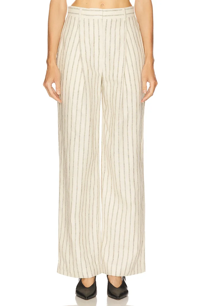 Mackenzie Trouser, Cream Pinstripe