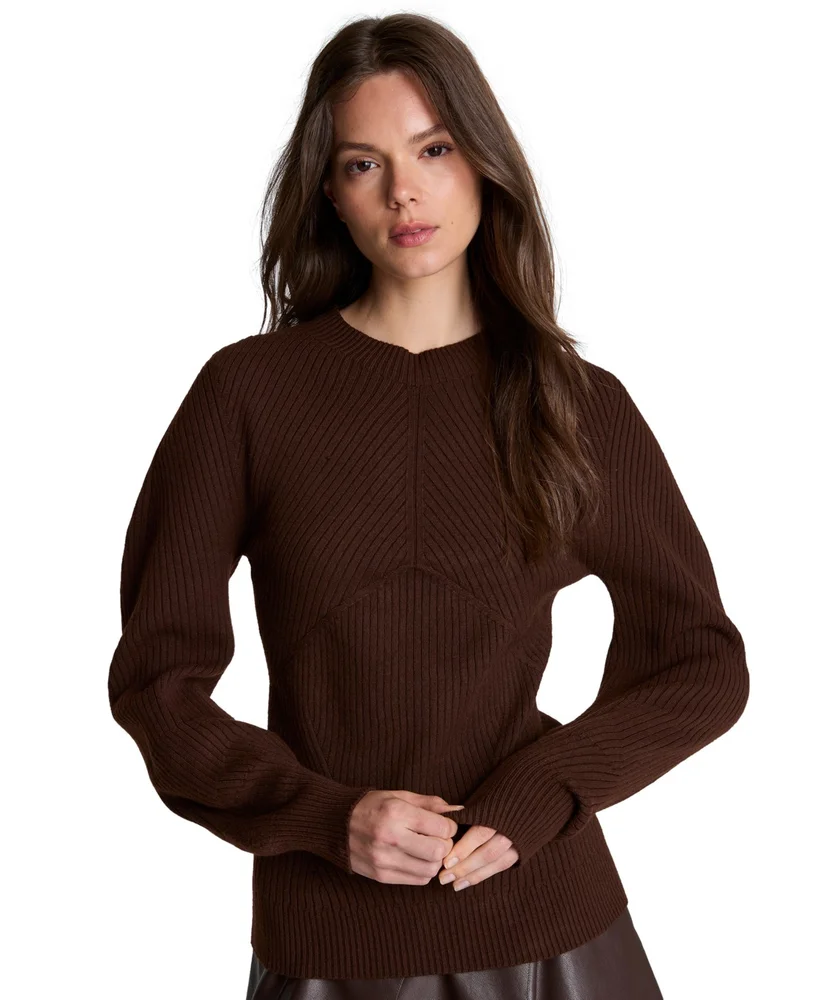 Traveling Rib Seamless Mock Neck Pullover
