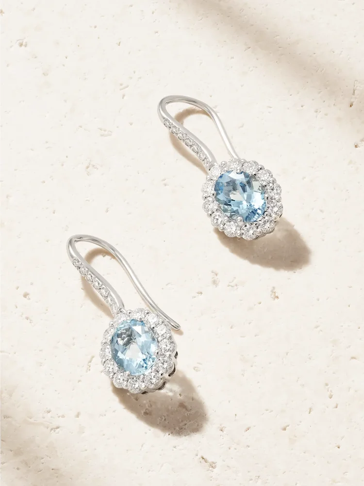 1735 platinum, aquamarine and diamond earrings