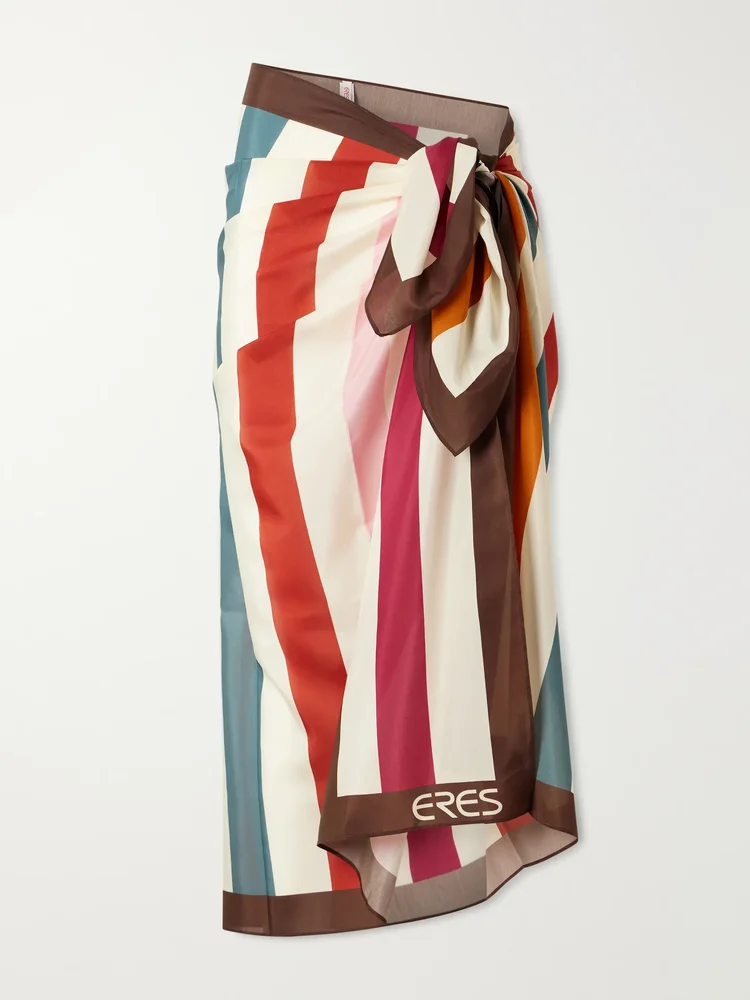 Modernity striped cotton and silk-blend sarong