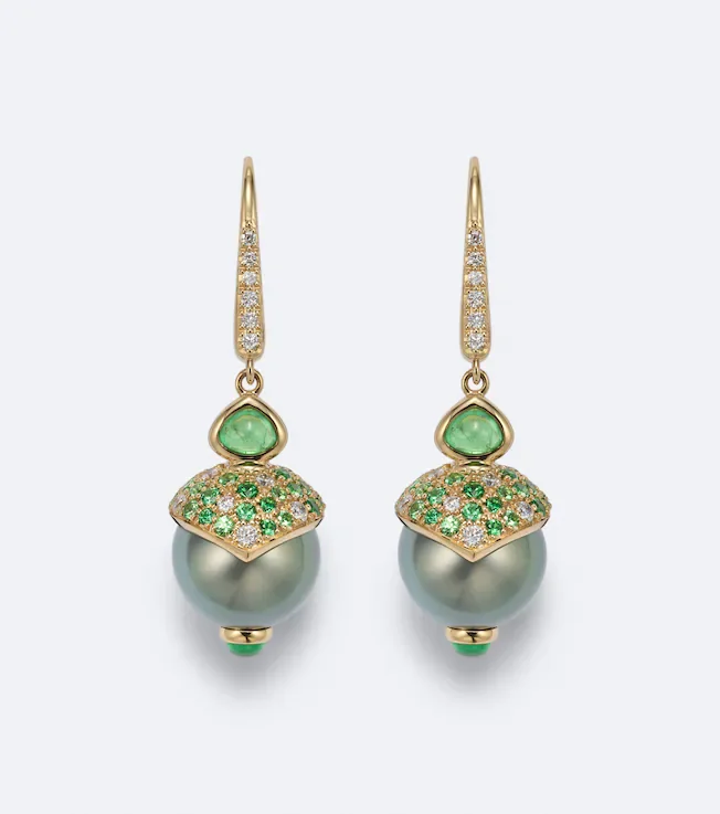 Servera 18kt gold drop earrings with gemstones