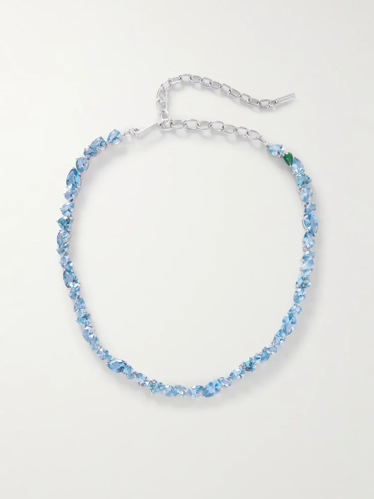 Recycled silver, cubic zirconia and synthetic spinel necklace
