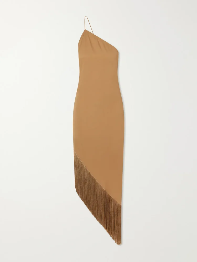 Antelope fringed crepe-cady midi dress