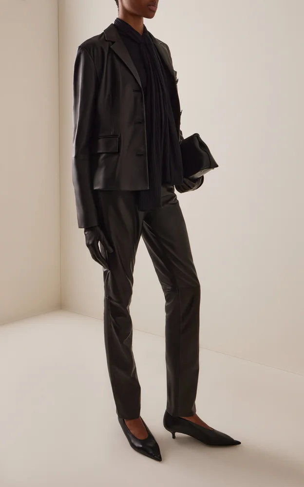 Short Leather Blazer