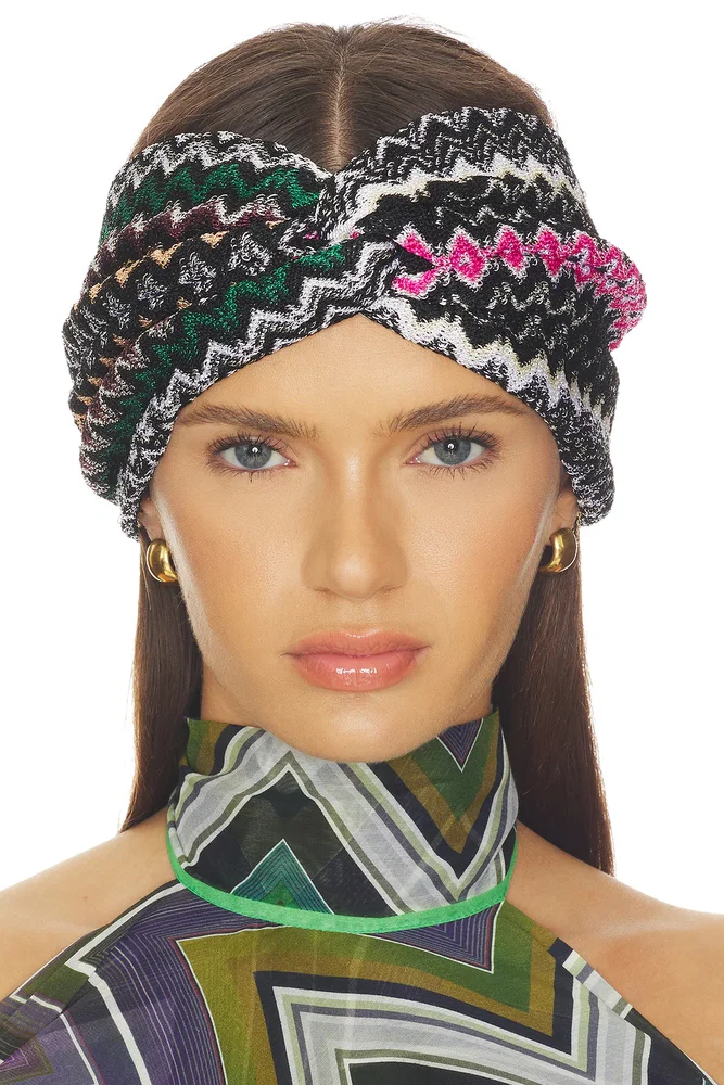 Headband in Black, Yellow & Blue Chevron Multi