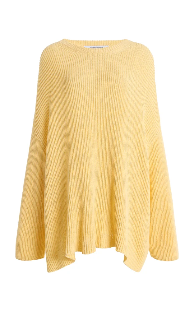Draped Knitted Cotton-Blend Sweater