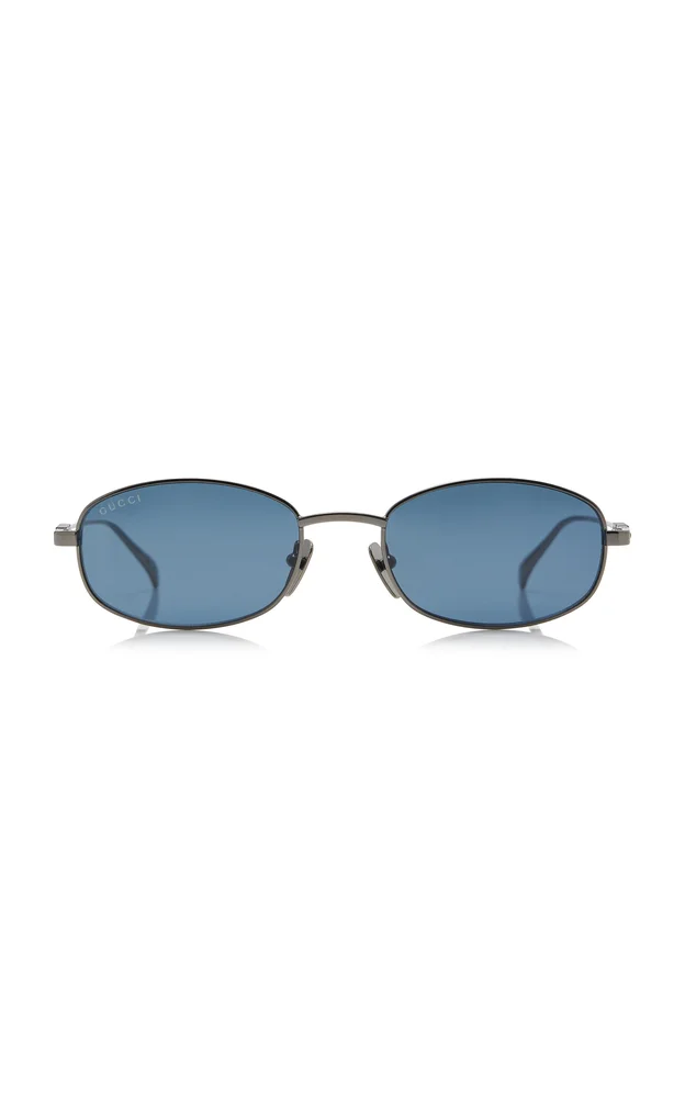 Oval-Frame Metal Sunglasses