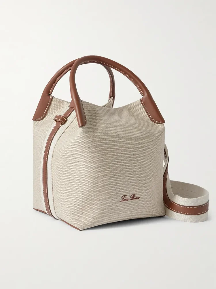 Bale textured leather-trimmed canvas tote