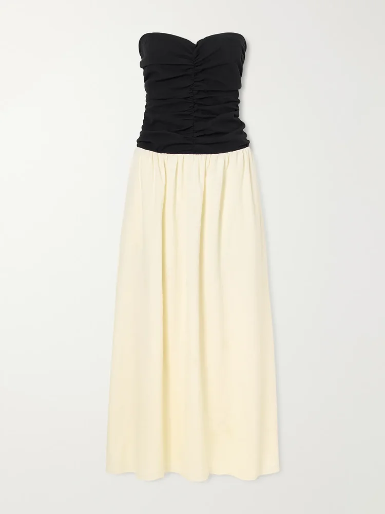 Sant Roc gathered-detail cotton-blend cloqué midi dress