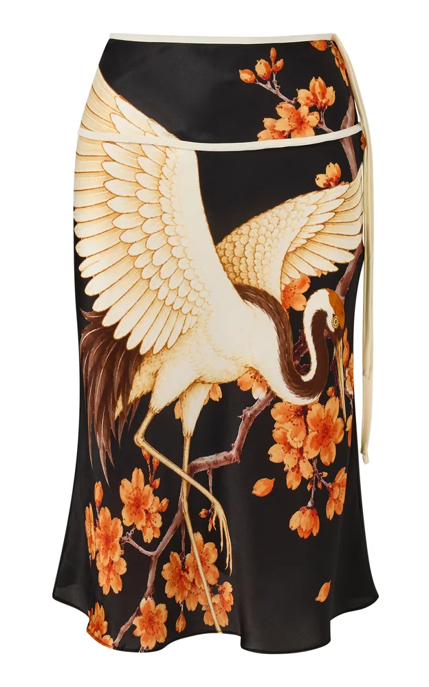 Natasia Silk-Blend Midi Skirt