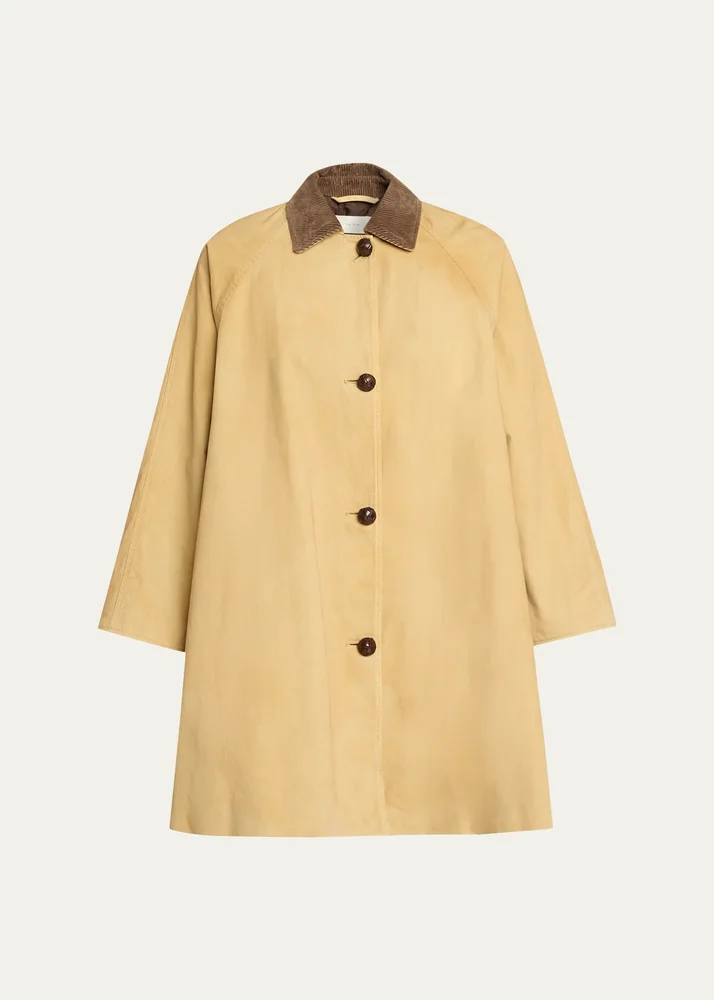 Ina Corduroy Collar Single-Breasted Car Coat