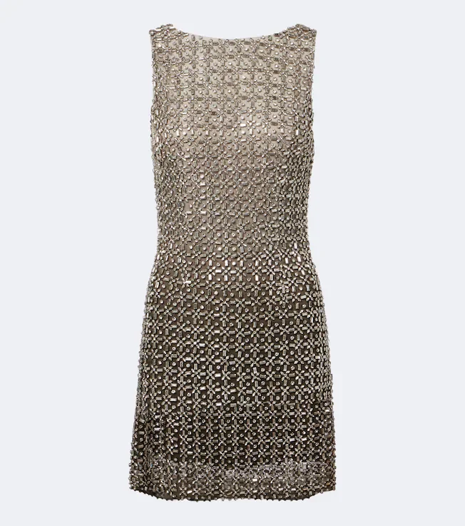 Gilded crystal-embellished minidress