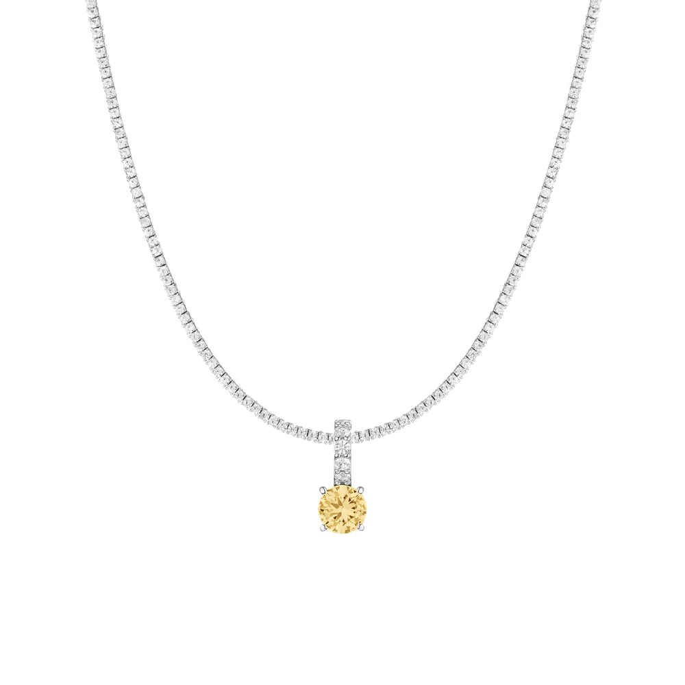 7ct Round Tennis Charm Necklace Set