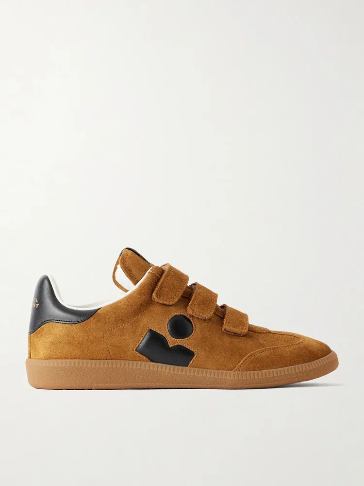Beth leather-trimmed suede sneakers