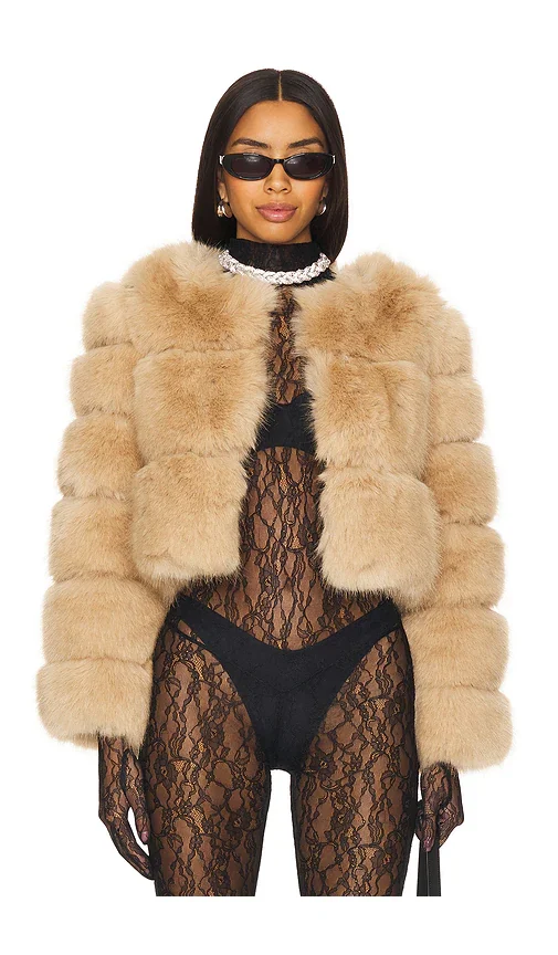 Liana Faux Fur Jacket Line & Dot