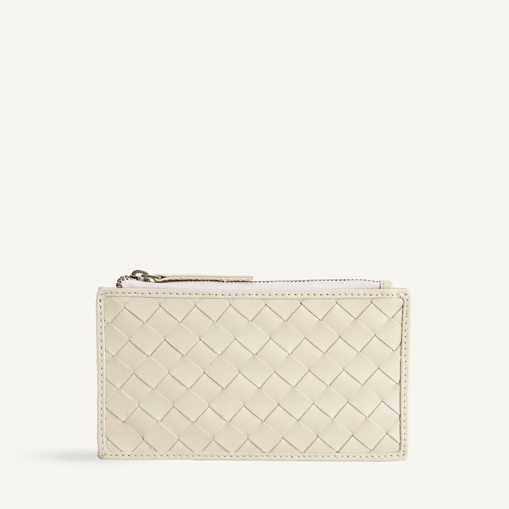 Odin Card Case in Carré Weave, Cream