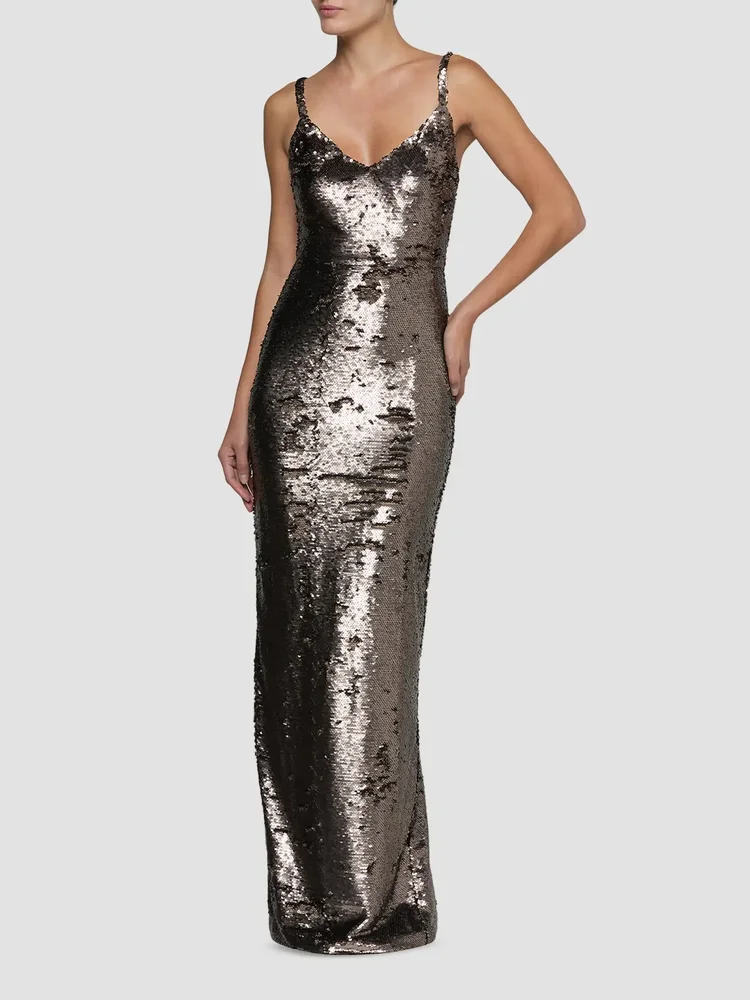 Karma Sequined Sleeveless Maxi Dress