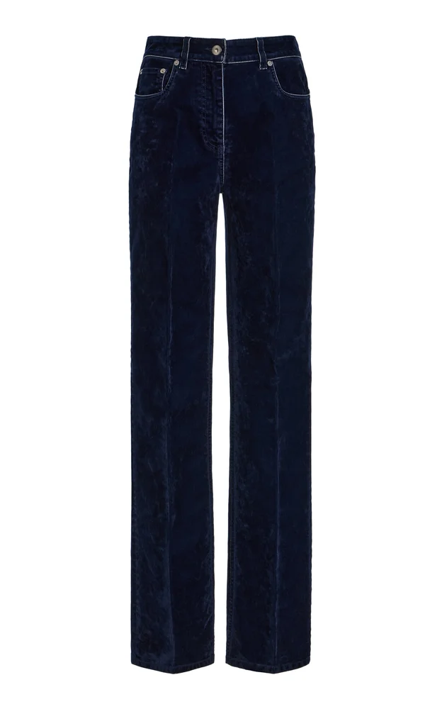 Cotton-Blend Velvet Trousers