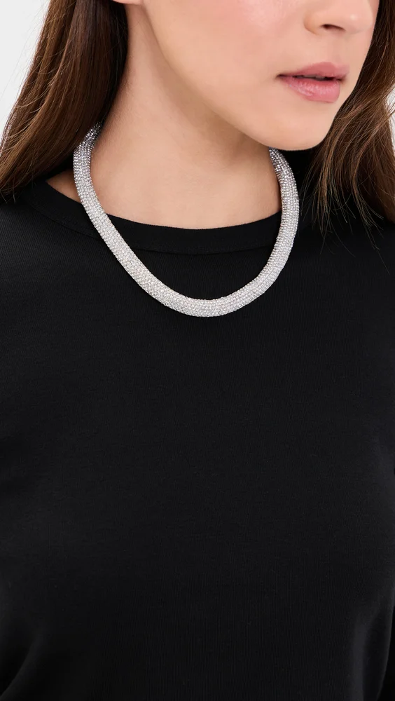 Silver Crystal Tube Necklace
